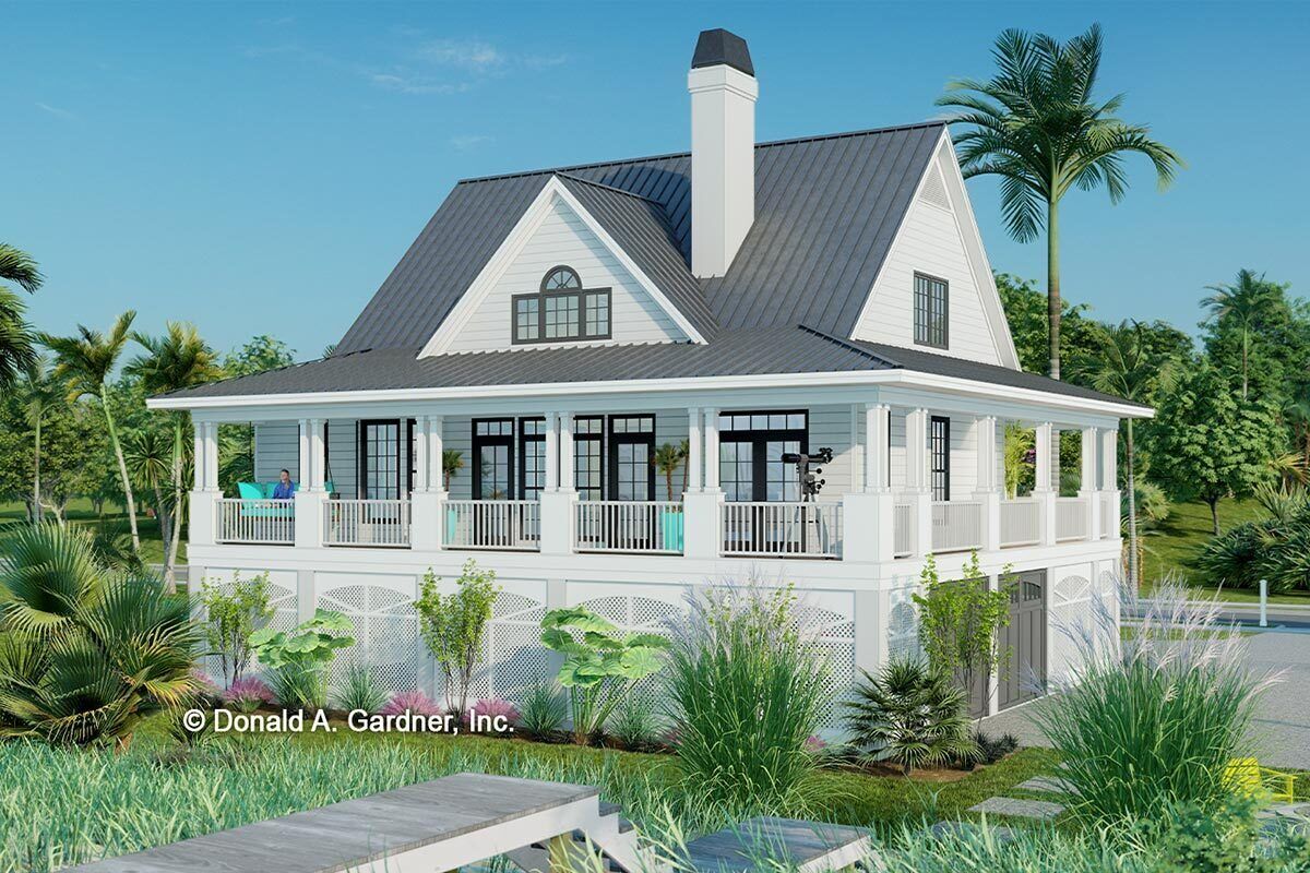 Low Country Home Plan with 6'-deep Wraparound Porch - 444258GDN ...