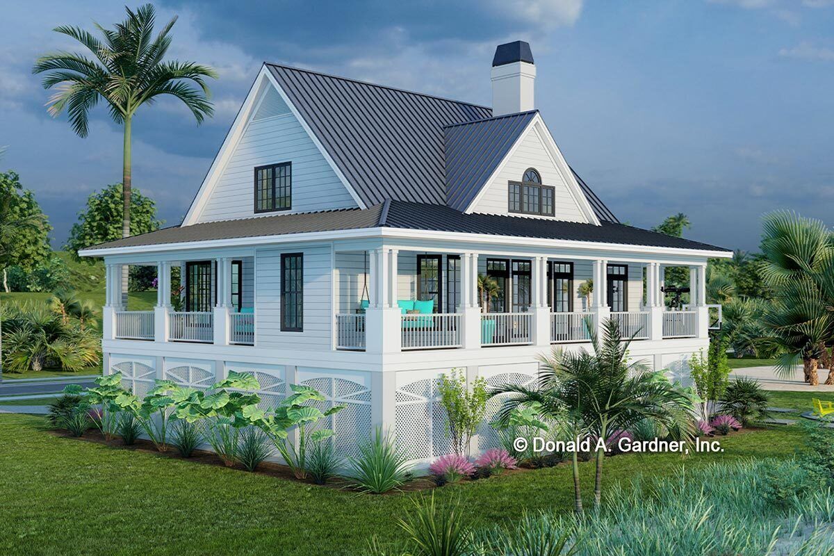 Low Country Home Plan with 6'-deep Wraparound Porch - 444258GDN ...