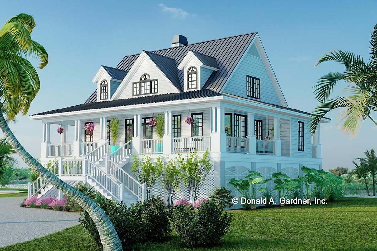Low Country Home Plan with 6'-deep Wraparound Porch - 444258GDN ...