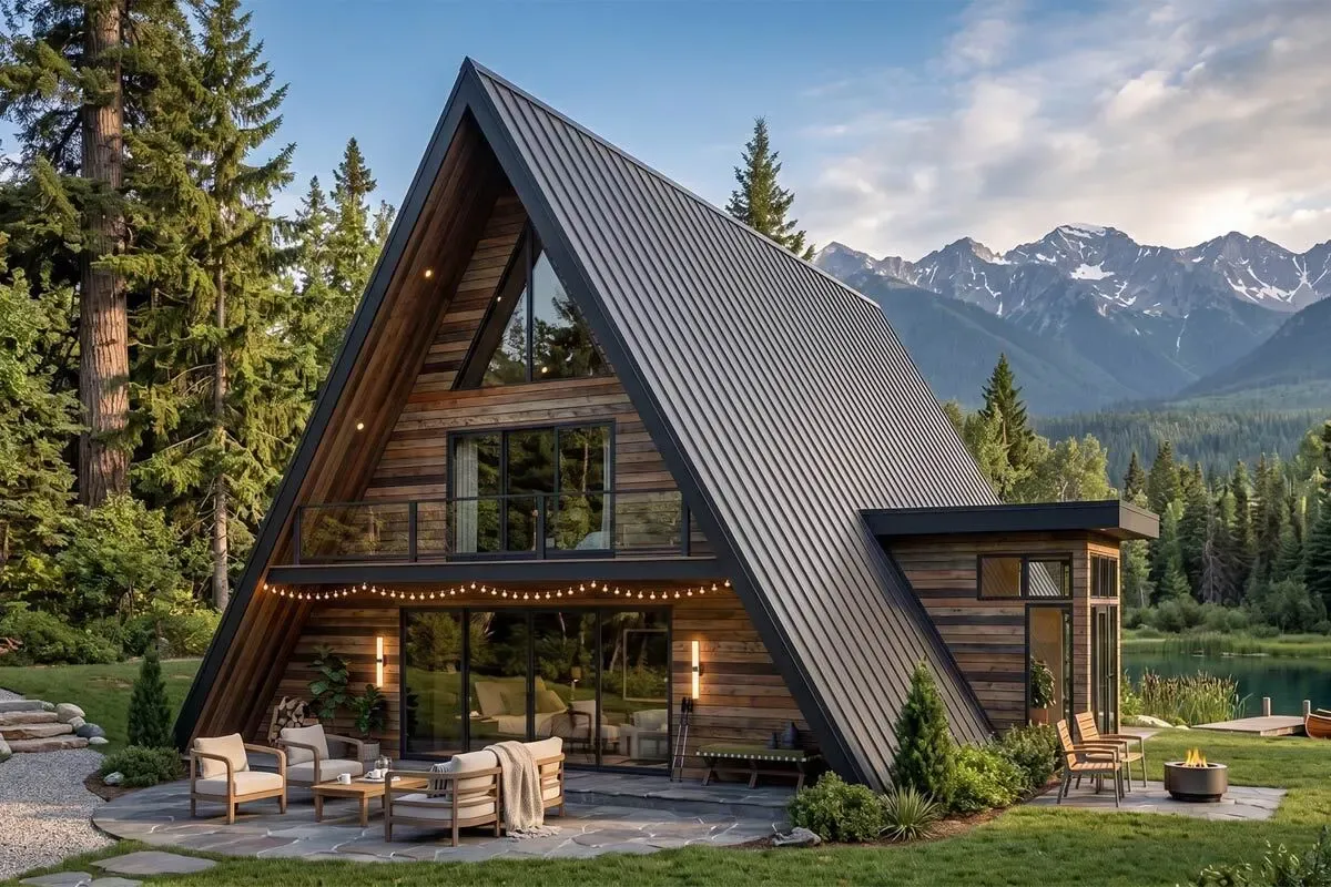 Modern A-Frame House Plan with Side Entry - 2007 Sq Ft