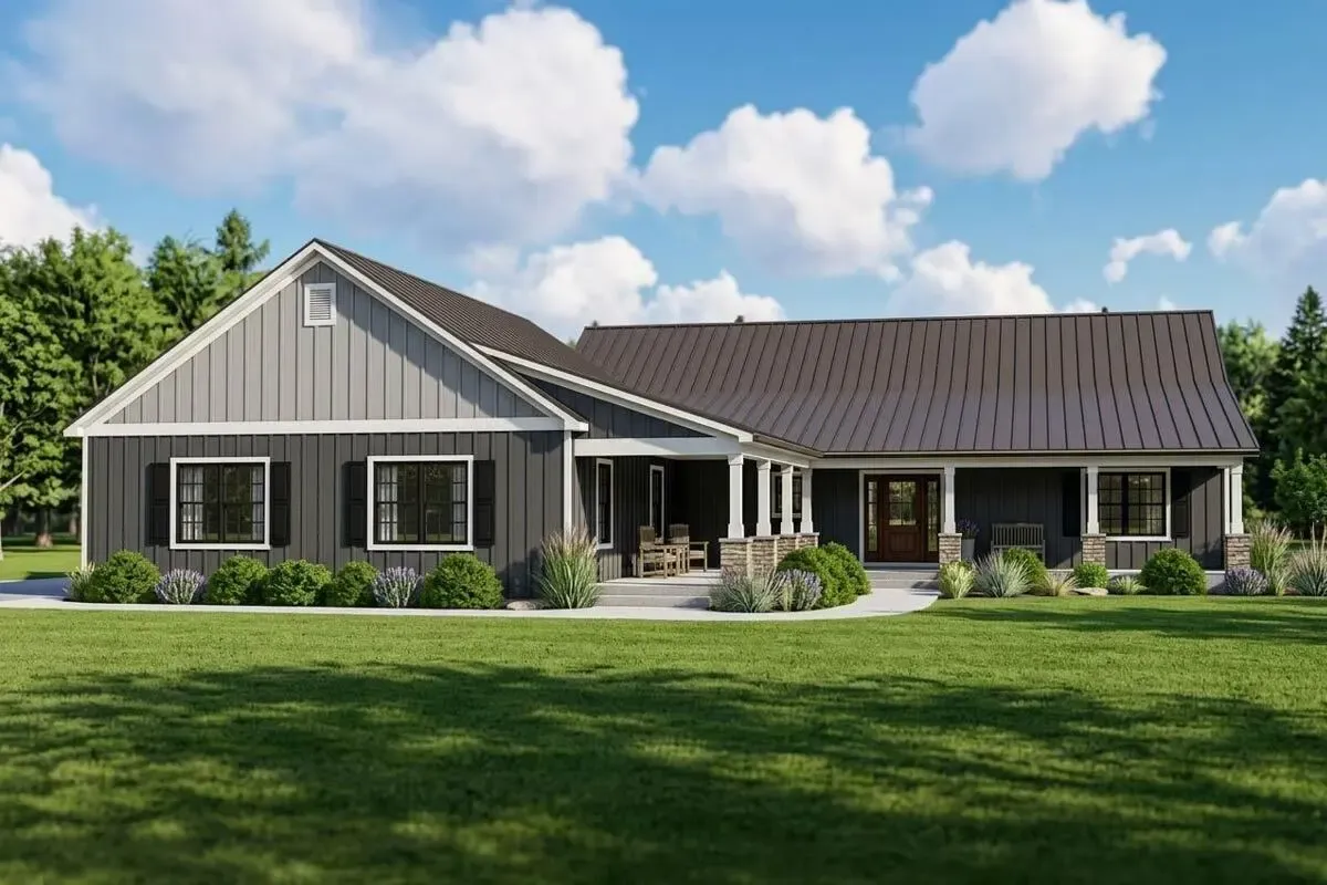 Country Ranch Plan with Walkout Basement