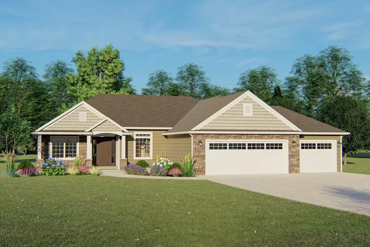 Traditional Ranch With Walkout Basement 135125GRA Architectural Traditional Ranch With Walkout Basement 135125GRA Architectural