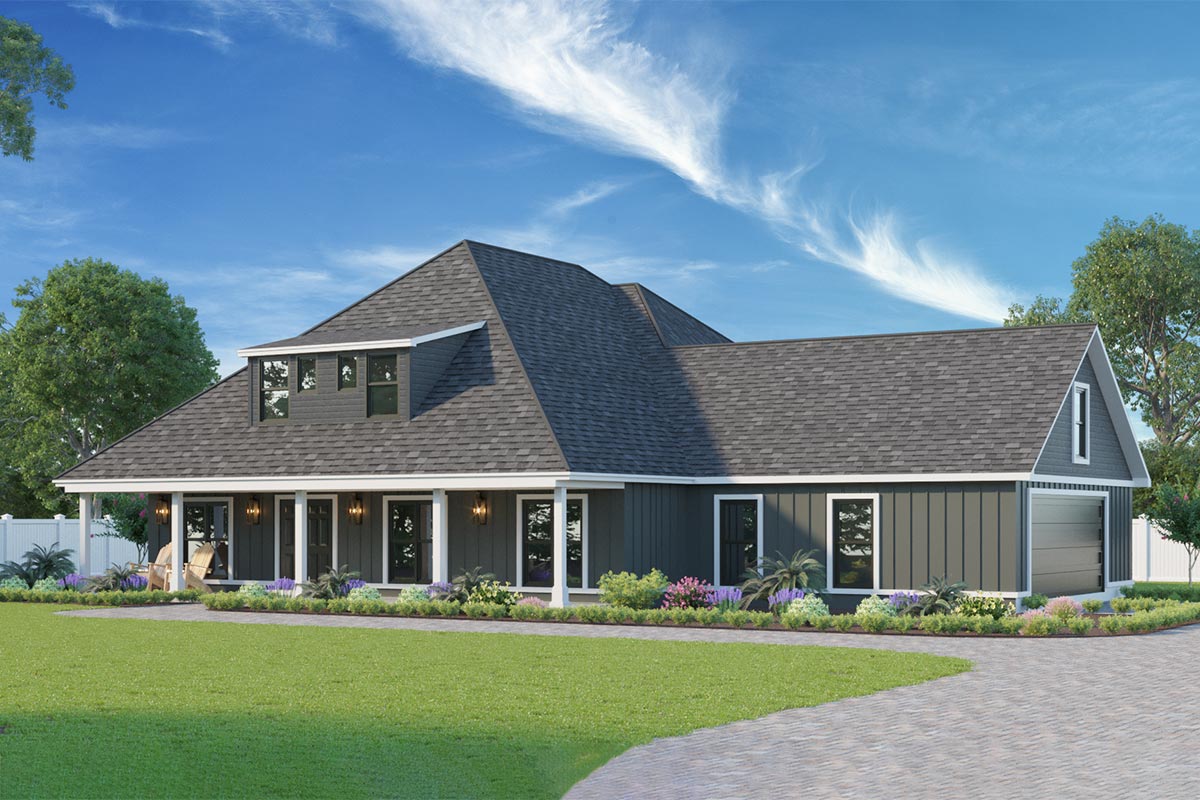 Plan 461031DNN: 2-Story Country House Plan with Home Office