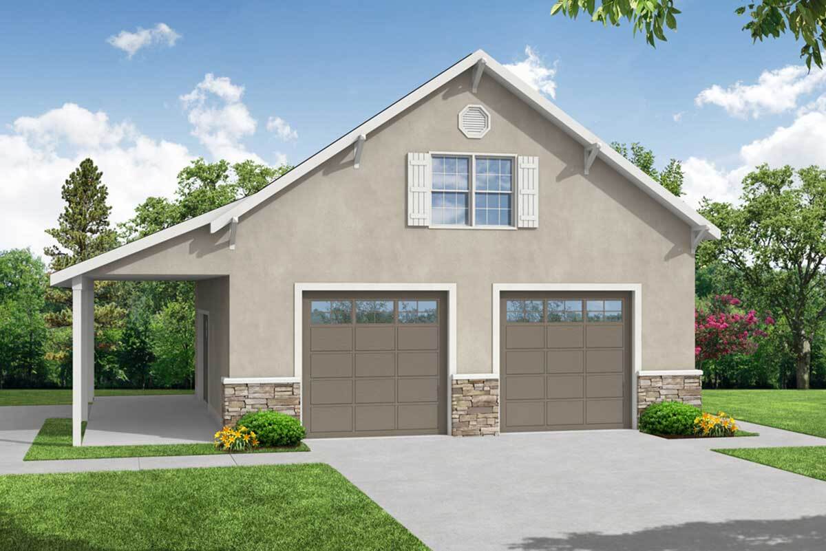 2-Car Detached Garage with Carport and Beverage Bar - 72335DA ...