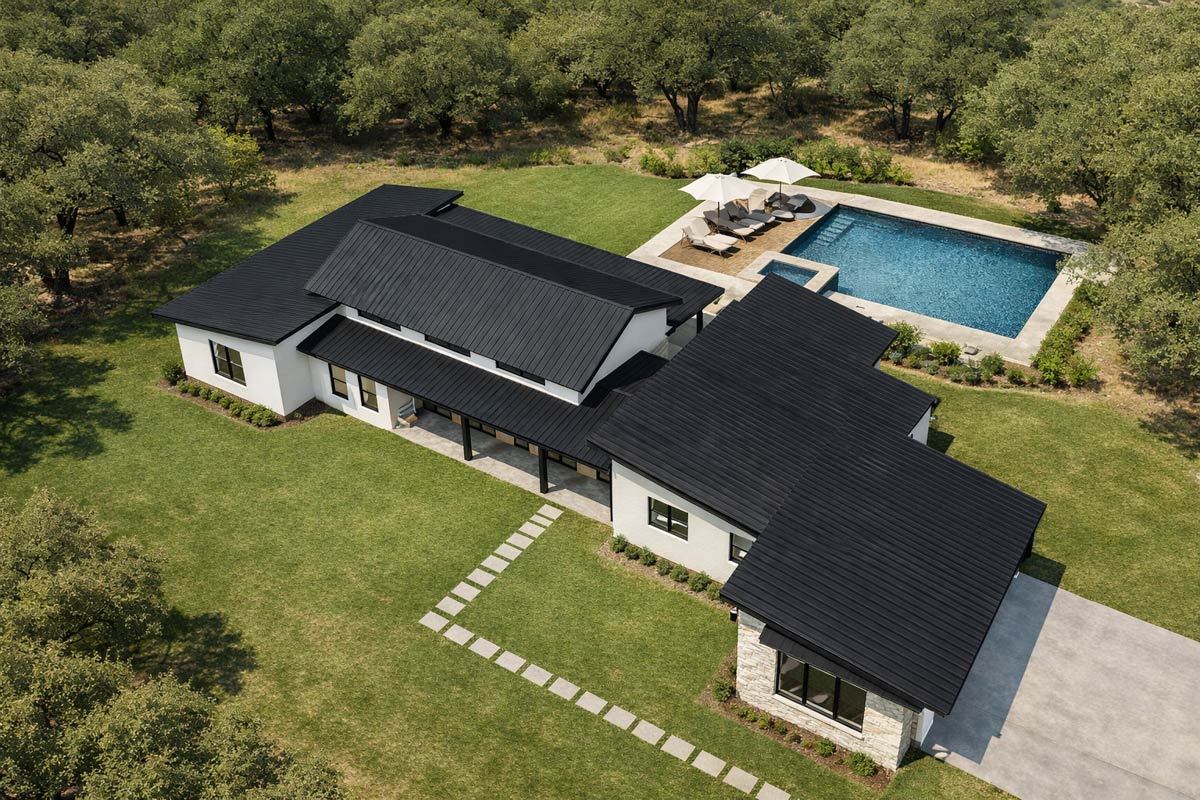 Plan 150011HRP: Modern Hill Country House Plan with Split-bed Layout