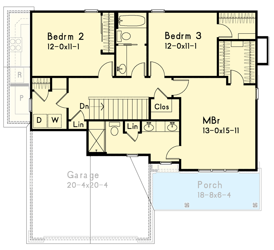 Traditional Country Home Plan with Second-level Bedrooms - 22191SL floor plan - 2nd Floor