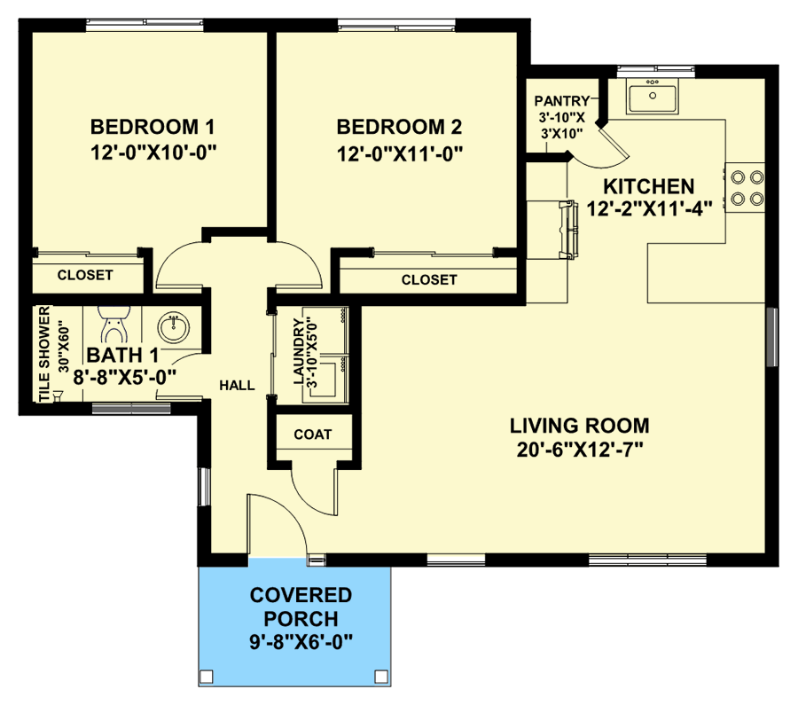 Plan 420021WNT: 2-Bed Modern Contemporary Home Plan with Stone and Wood Exterior - Floor Plan - Main Level - Contemporary, Mid Century Modern, Modern, Mountain, Northwest, Ranch, Rustic