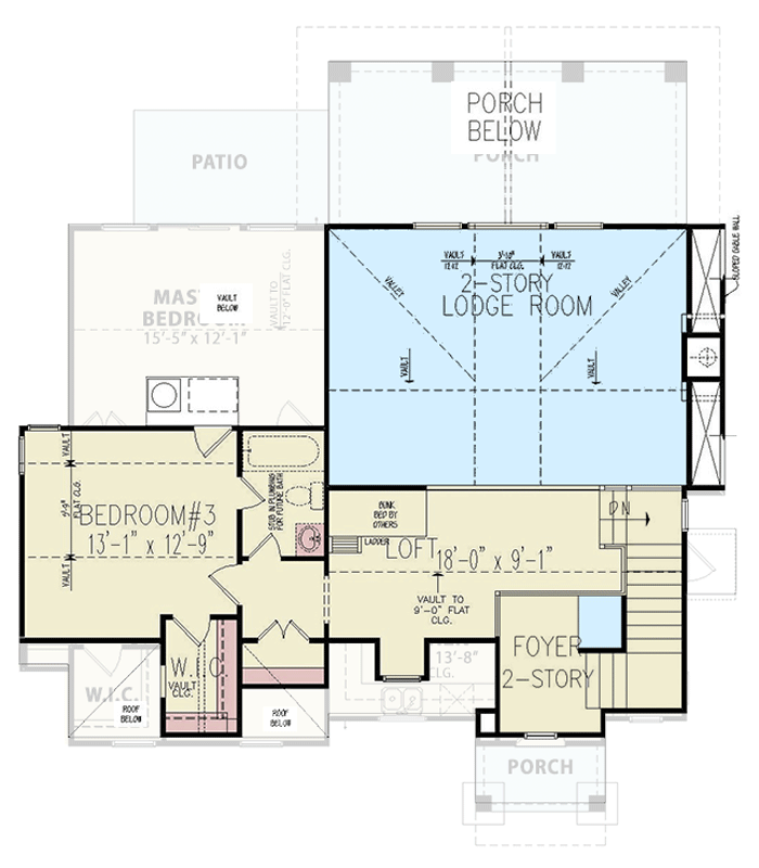 Plan 25772GE: 3-Bed Craftsman Cottage with Vaulted Great Room - 1702 Sq Ft - Floor Plan - 2nd Floor - Cottage, Country, Craftsman, Mountain, New American, Traditional