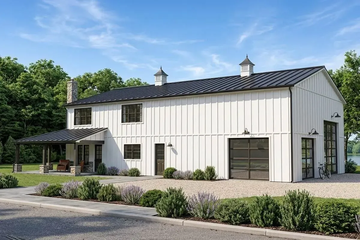 Barndominium-Style House Plan with Massive Locker Room