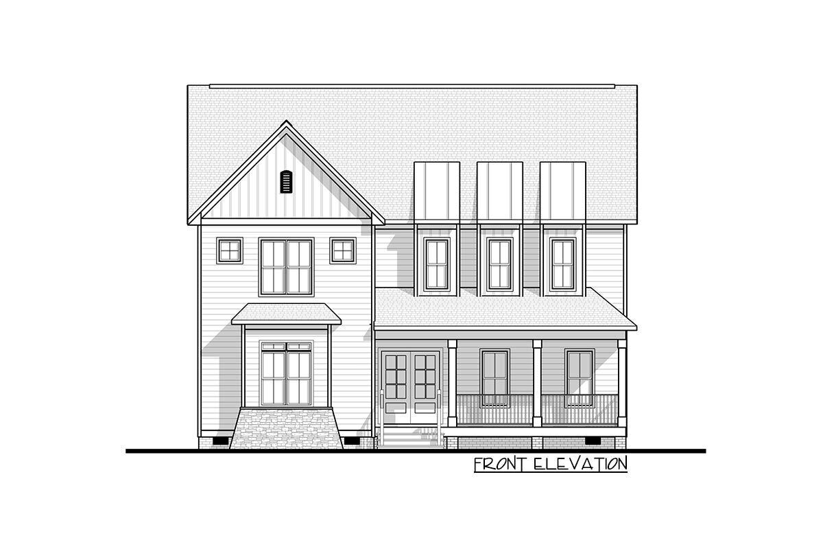 5-Bed New American House Plan with Walk-In Closets - Architectural ...