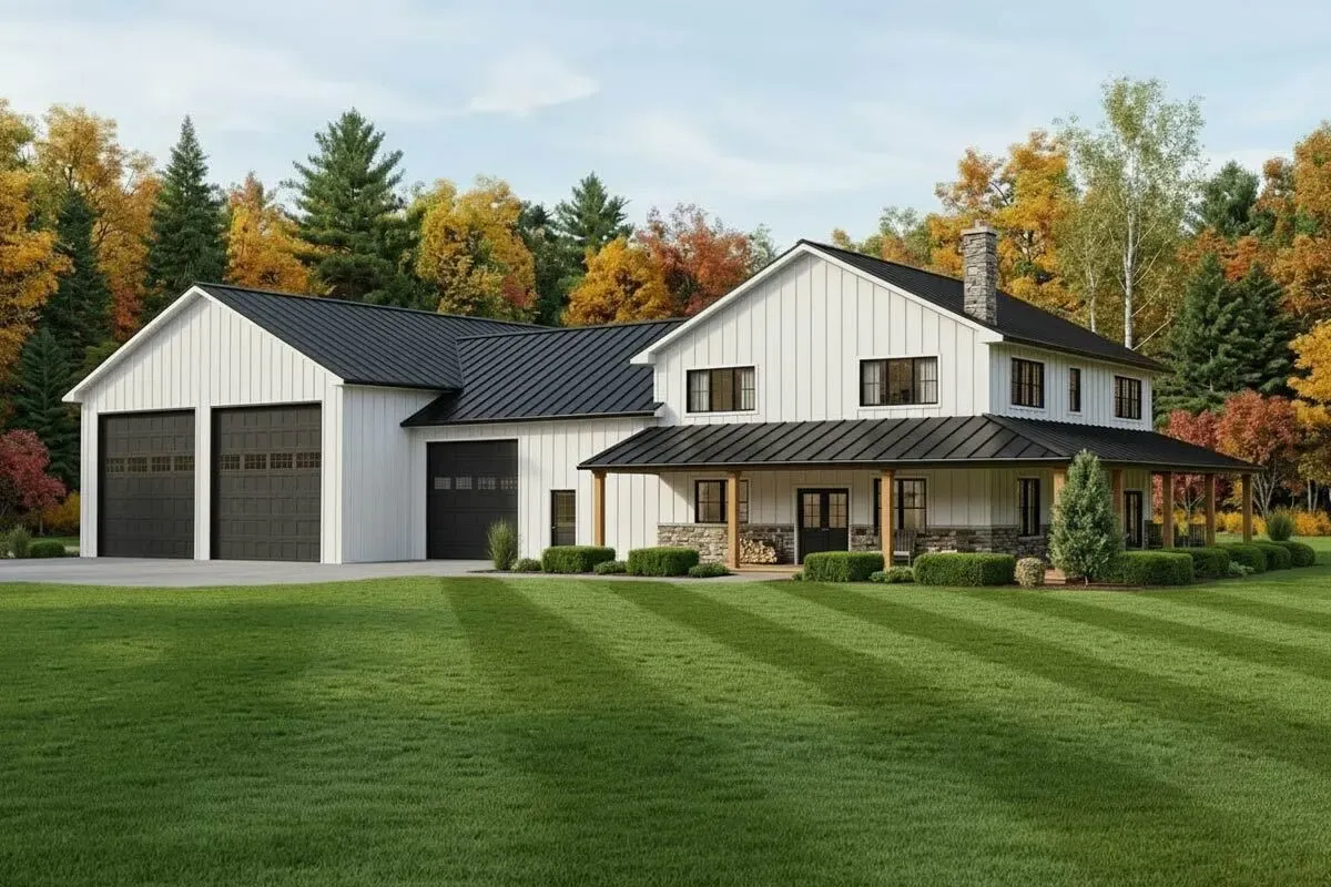 Farmhouse-Inspired Barndominium House Plan with Massive 3,602 Square Foot Garage