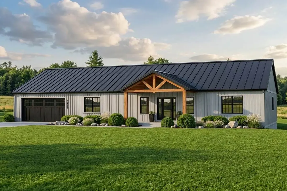 Rustic Ranch Plan with Walkout Basement and Home Theater