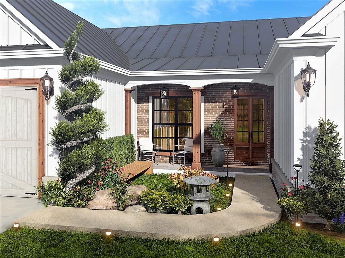 1923 Square Foot New American Ranch with Split Bedroom Layout - 25780GE ...