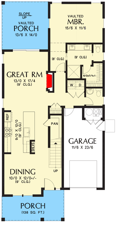 Plan 69321AM: 30'-Wide Modern Farmhouse Plan with 4-Bedrooms and Bonus Room - 1926 Sq Ft - Floor Plan - Main Level - Cottage, Country, Craftsman, Modern Farmhouse, New American, Traditional