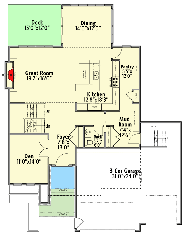 Plan 81736AB: Flexible Contemporary Northwest House Plan with Hockey Area - Floor Plan - Main Level - Contemporary, Modern, Northwest, Prairie
