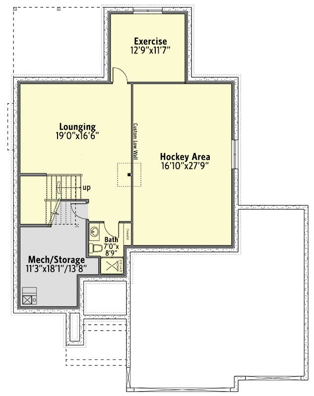 Plan 81736AB: Flexible Contemporary Northwest House Plan with Hockey Area - Floor Plan - Lower Level - Contemporary, Modern, Northwest, Prairie