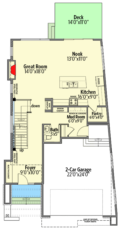 Plan 81739AB: Modern Northwest House Plan with 3rd Floor Loft and Rooftop Patio - Floor Plan - Main Level - Contemporary, Modern, Northwest