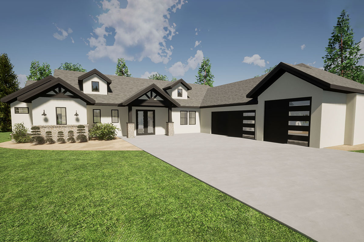 Plan 580040DFT: Contemporary Craftsman Ranch Plan with Home Office and ...