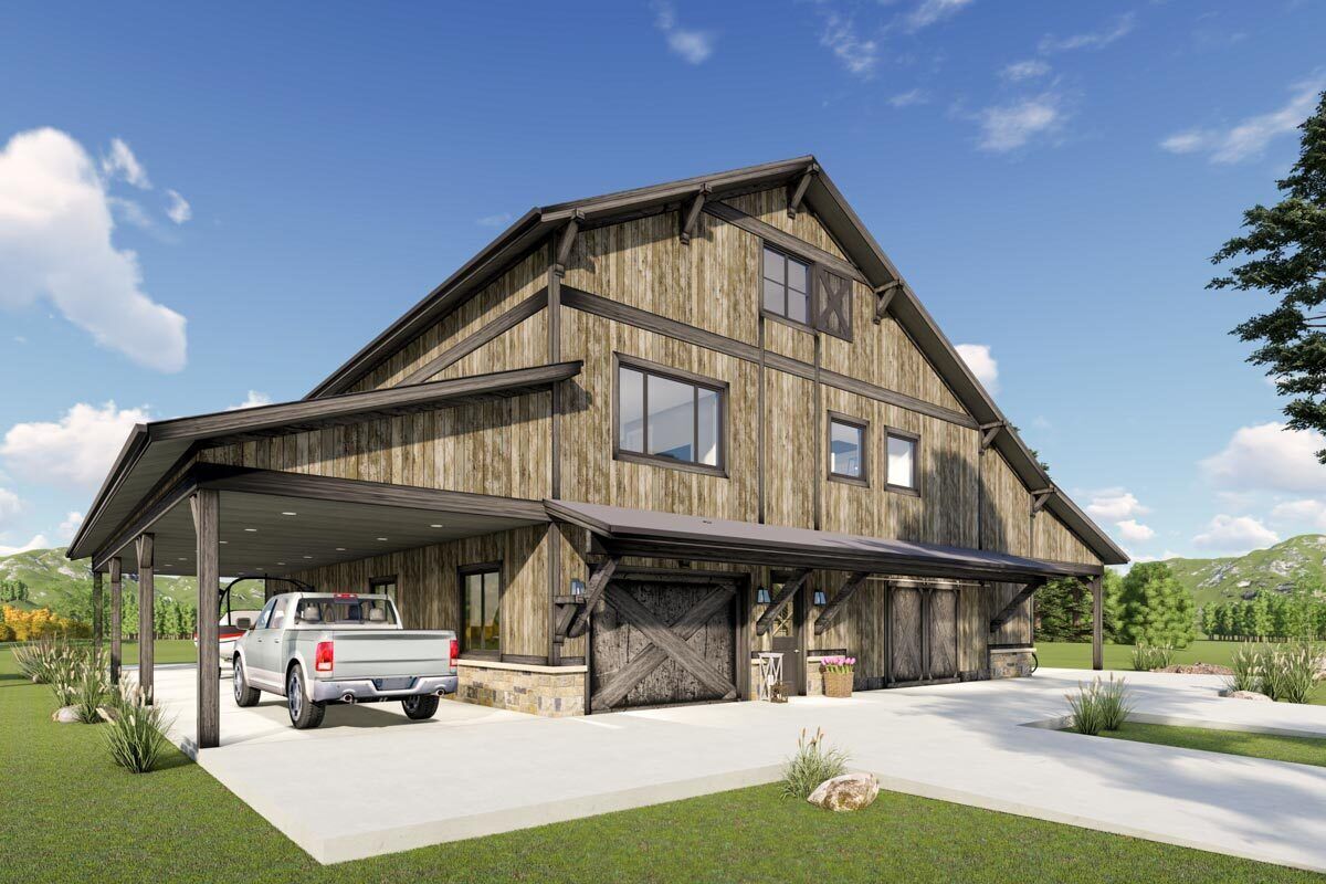 3 Level 4Bed Barndominium with 2 Master Bedrooms 64533SC