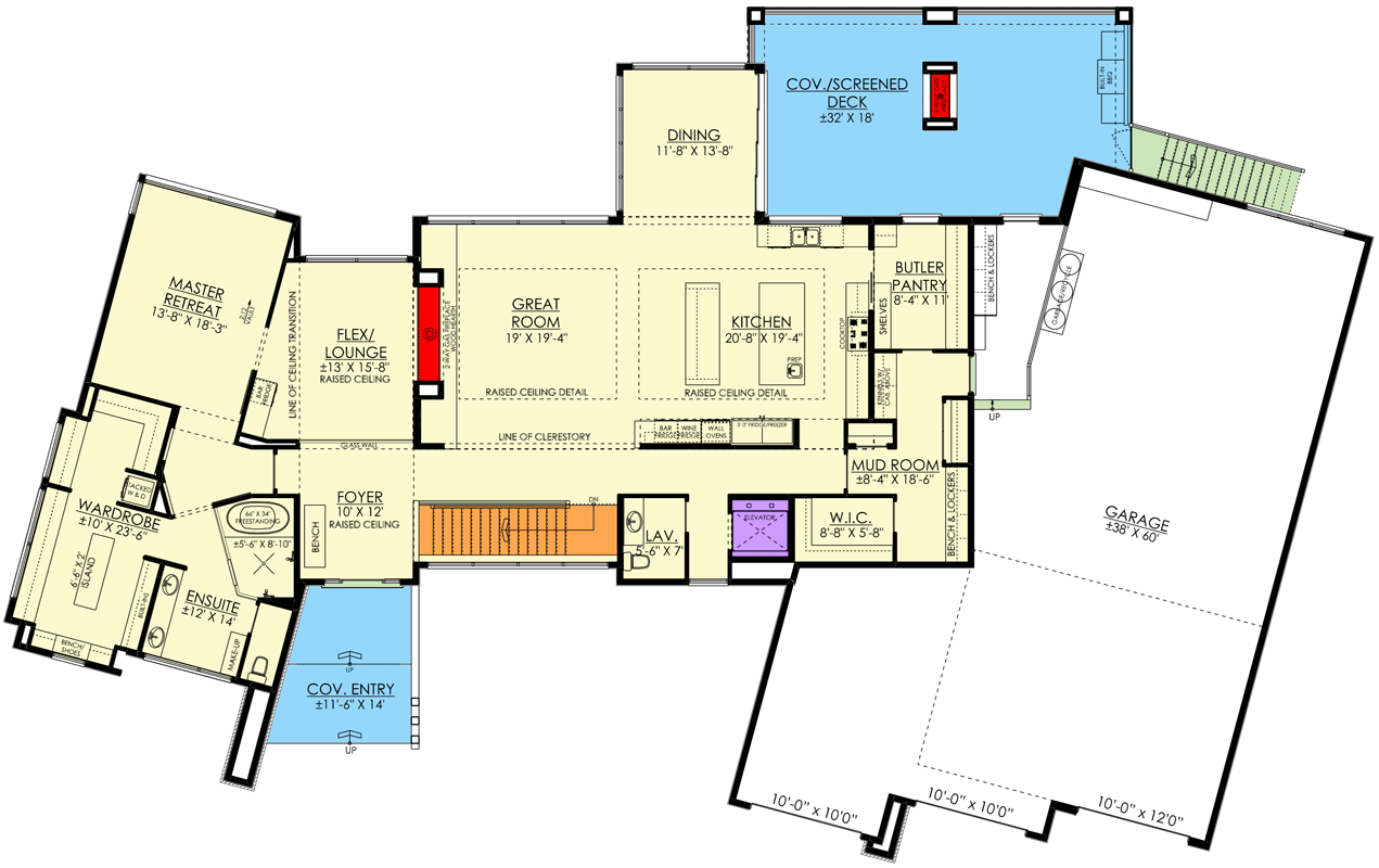 Plan 81759AB: One-Story  Modern House Plan with Angled Garage and Master Retreat - Floor Plan - Main Level - Mid Century Modern, Modern, Northwest, Ranch