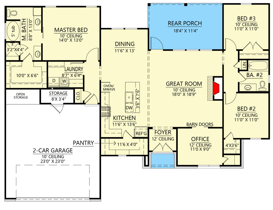 Modern Acadian House Plan Under 2000 Square Feet with 3 Bedrooms ...