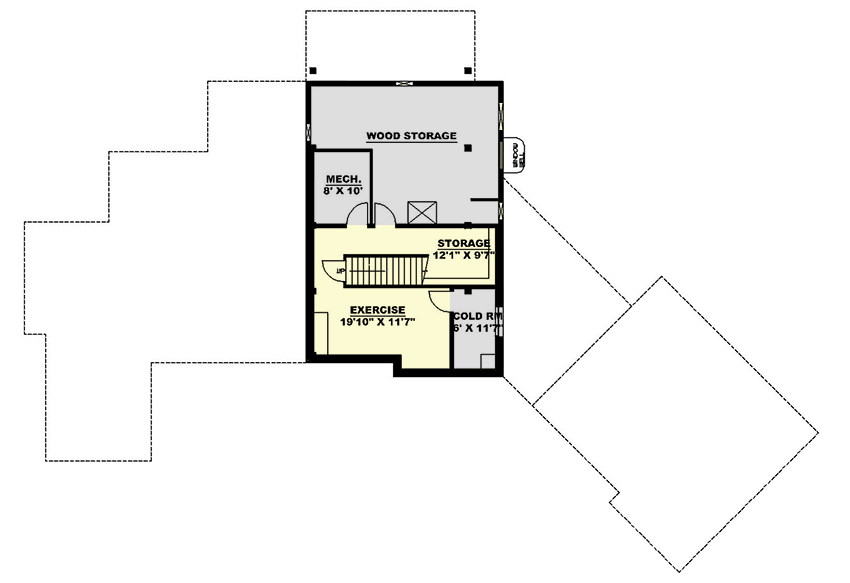 Plan 350000GH: 5600 Square Foot Mountain Craftsman with Angled 2-Car Garage and Upstairs Rec Room - Floor Plan - Basement - Craftsman, Mountain, Rustic