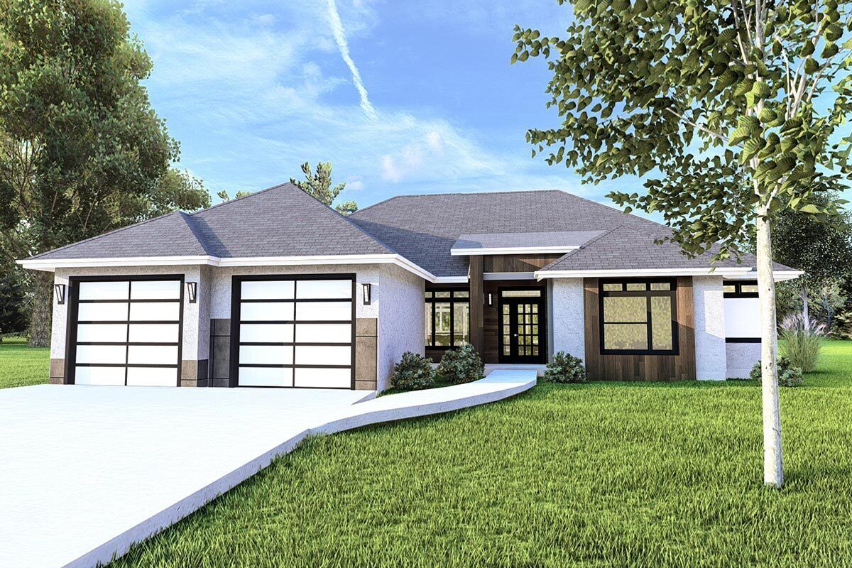 2000 Square Foot Contemporary Ranch Home Plan with Flex Room ...