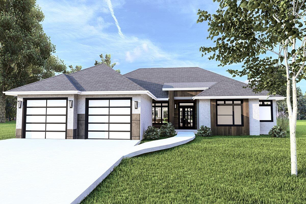 2000 Square Foot Contemporary Ranch Home Plan with Flex Room ...