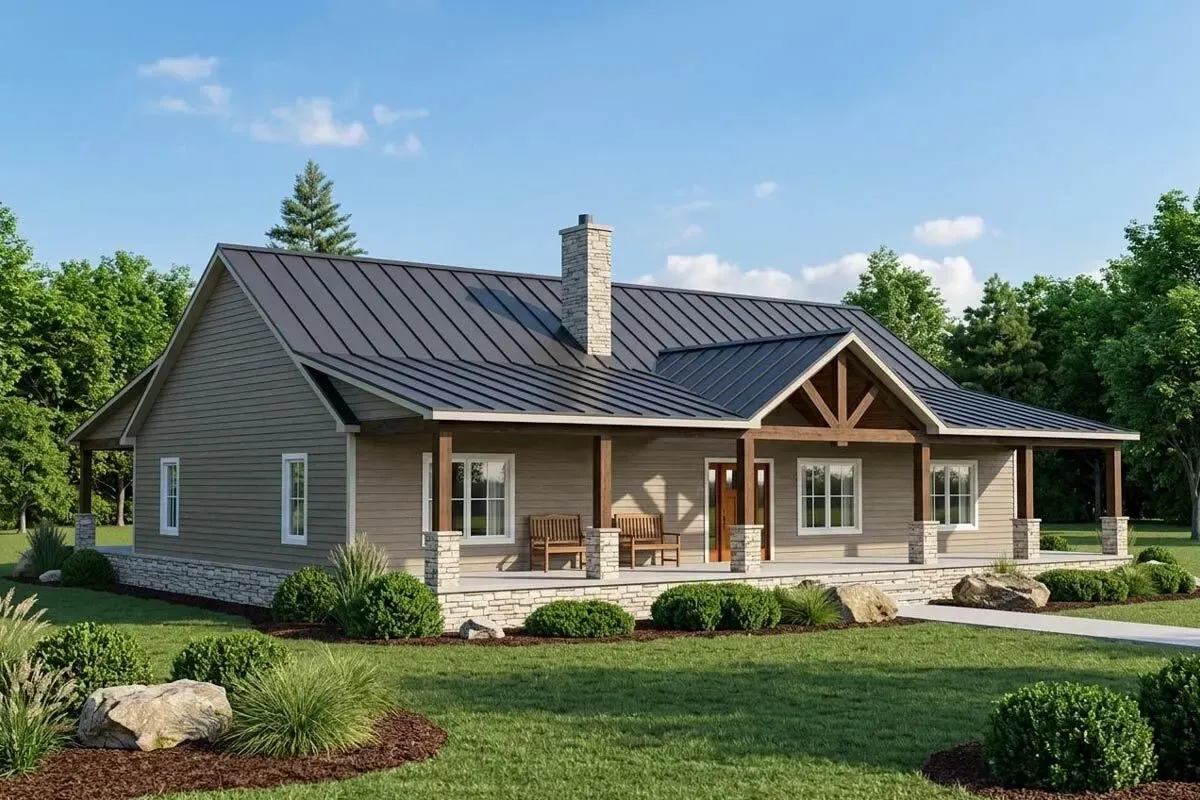 3-Bed Rustic Cottage with Front and Rear Porches