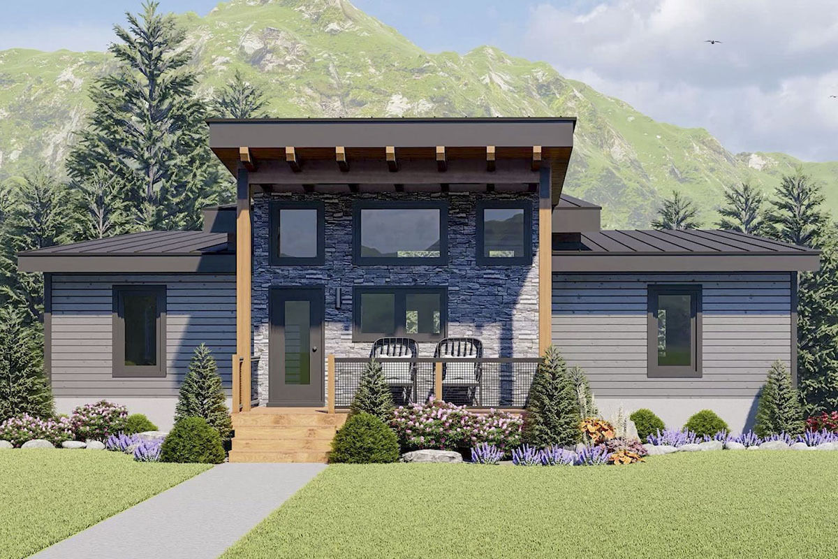 Contemporary Mountain Home Plan Under 2100 Square Feet with Dramatic ...