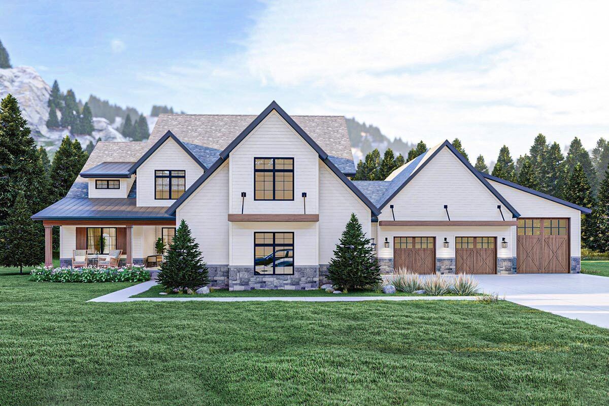 3-Bed Modern Farmhouse Plan Under 3000 Square Feet Featuring an ...