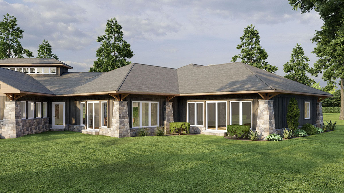 Rustic Ranch Under 3700 Square Feet with Porte-Cochere and an Angled 3 ...
