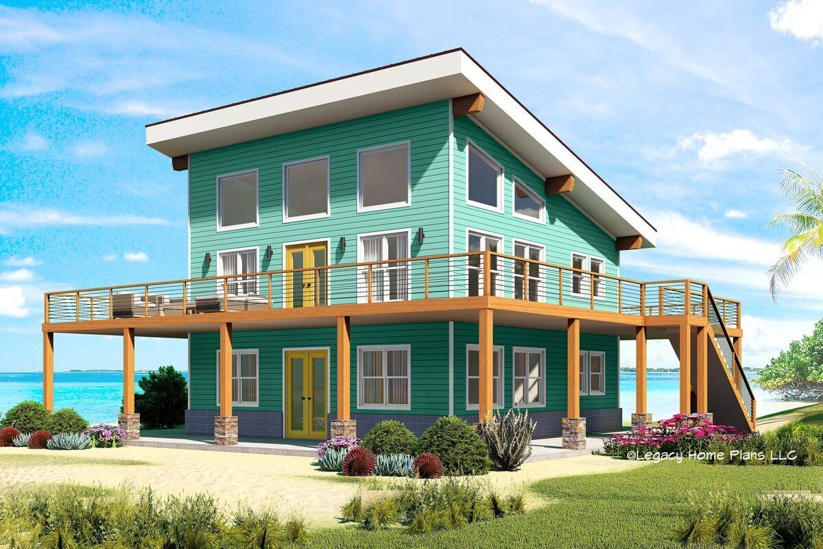 Contemporary Coastal House Plan with Separate First Floor and Second ...