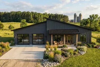 2-Bed 2000 Square Foot Modern House Plan with Drive-Through Garage