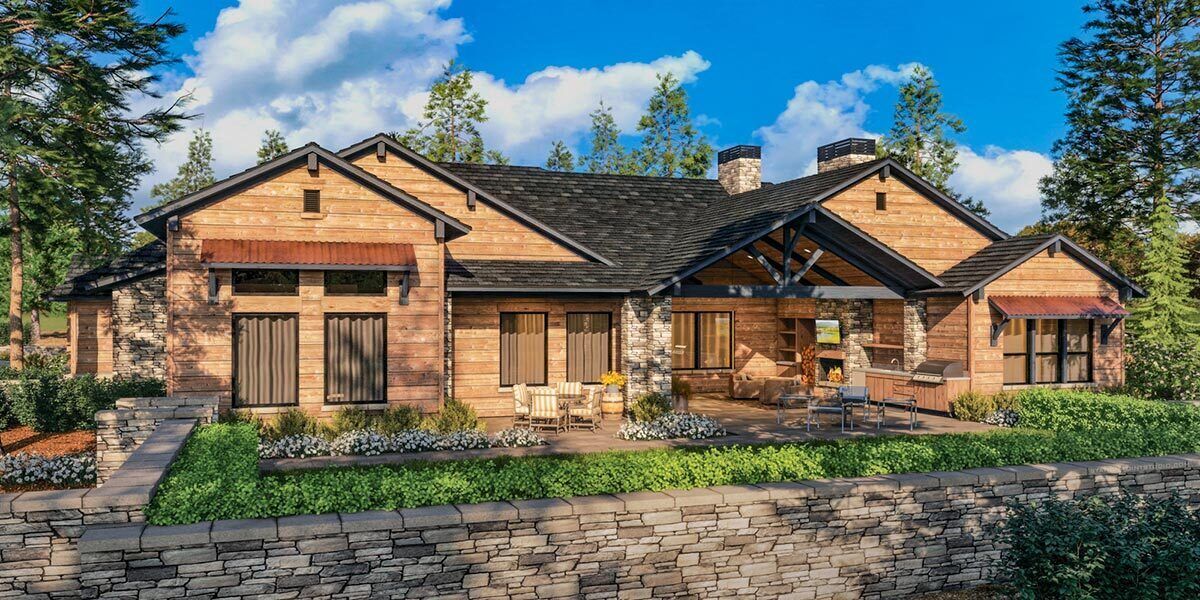 One-Story 4400 Square Foot Mountain Craftsman with Large Outdoor Living ...