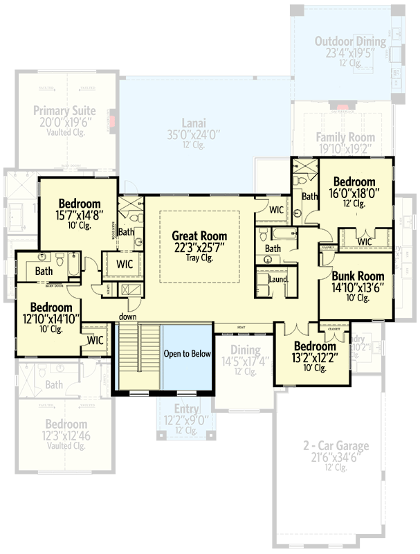 Spacious Modern Home Plan with Double Island Kitchen and Large Lanai ...
