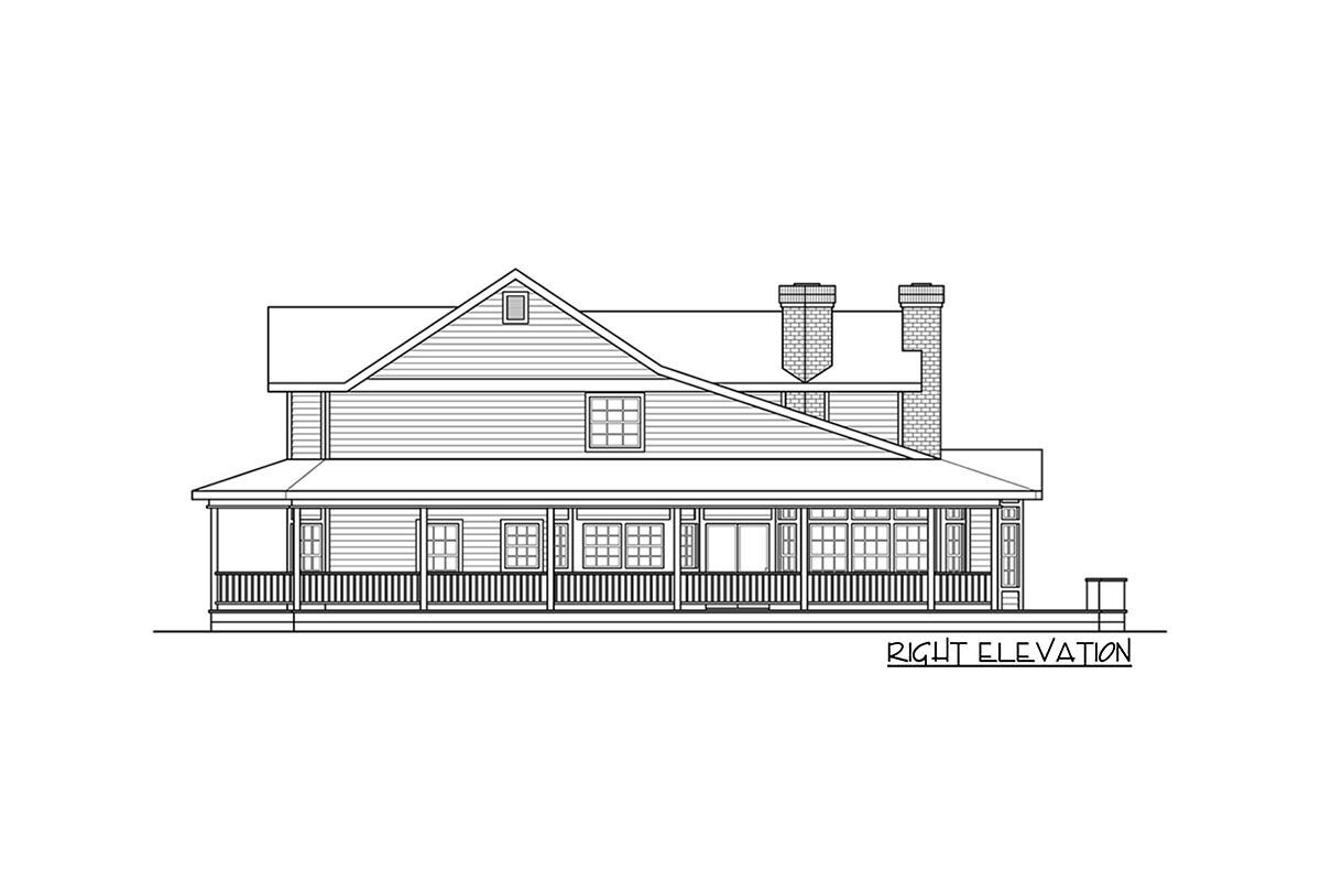 4-Bed Country Home Plan with 3-Car Garage and 3-Sided Wrap-Around Porch ...