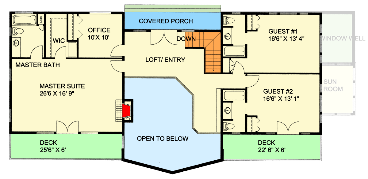 Plan 35031GH: Contemporary Mountain House Plan with 5 Bedrooms and Walkout Lower Level - Floor Plan - 2nd Floor - Contemporary, Mountain