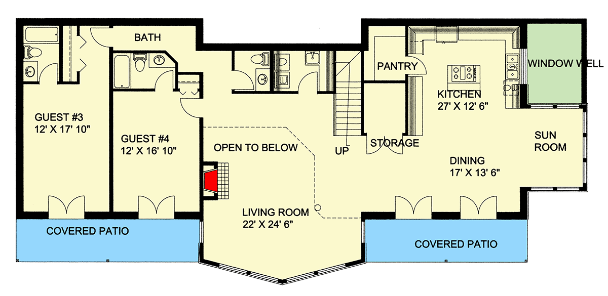 Plan 35031GH: Contemporary Mountain House Plan with 5 Bedrooms and Walkout Lower Level - Floor Plan - Lower Level - Walkout Basment - Contemporary, Mountain