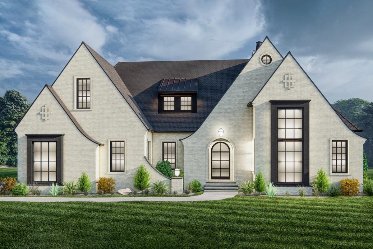 Contemporary Tudor Home Plan with Flex and Bonus Rooms - 93186EL ...