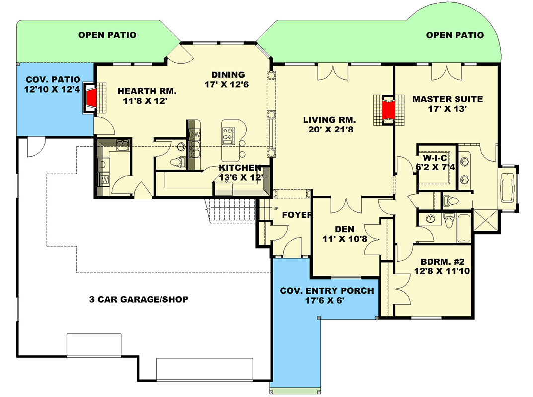 Plan 35107GH: Mountain Traditional House Plan with Three Car Garage and Bonus Room - Floor Plan - Main Level - Mountain, Traditional