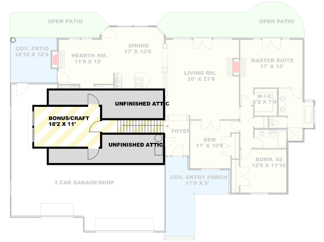 Plan 35107GH: Mountain Traditional House Plan with Three Car Garage and Bonus Room - Floor Plan - Bonus - Mountain, Traditional