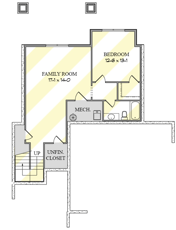 Plan 95207RW: Under 2,000 Square Foot Craftsman House Plan with Optional Lower Level - Floor Plan - Optional Finished Basement - Country, Craftsman, New American, Traditional