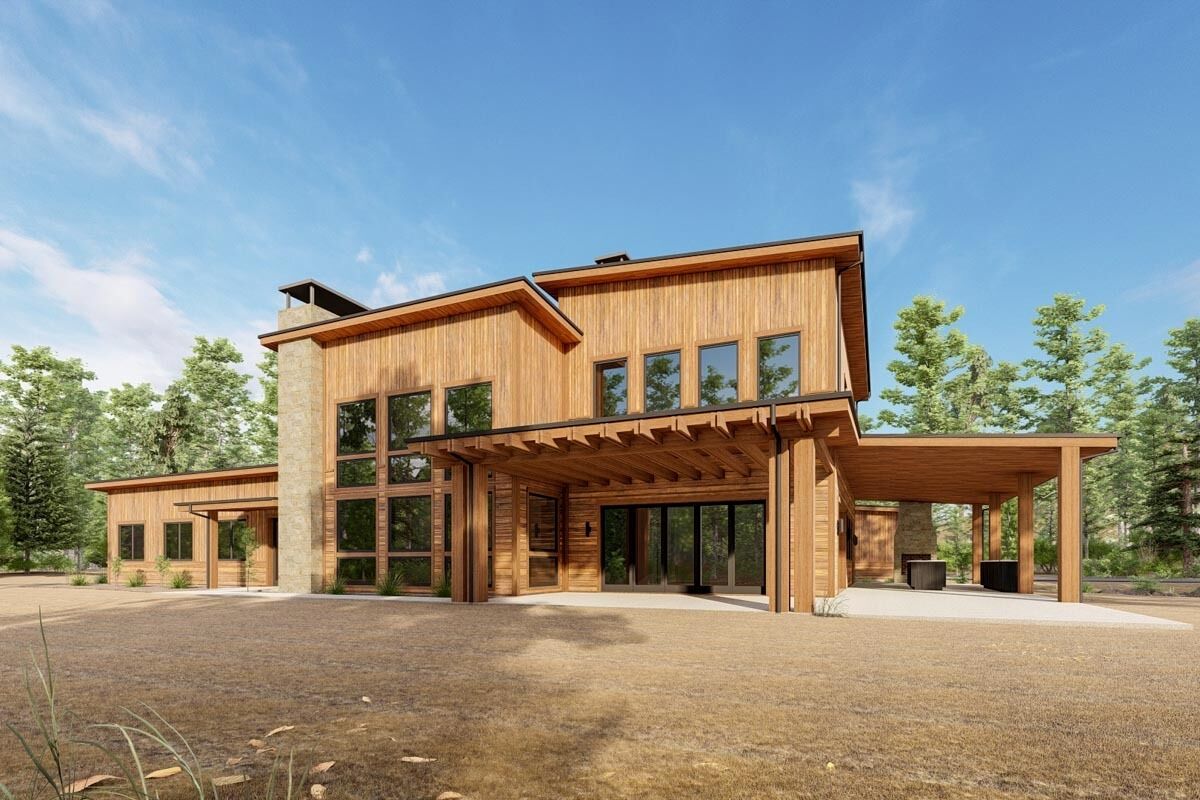 4500 Square Foot Modern Rustic House Plan with 3 Beds, 5 Fireplaces and ...