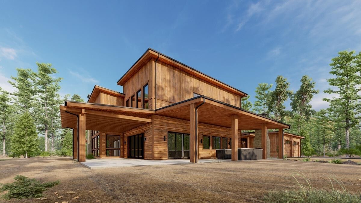 4500 Square Foot Modern Rustic House Plan with 3 Beds, 5 Fireplaces and ...