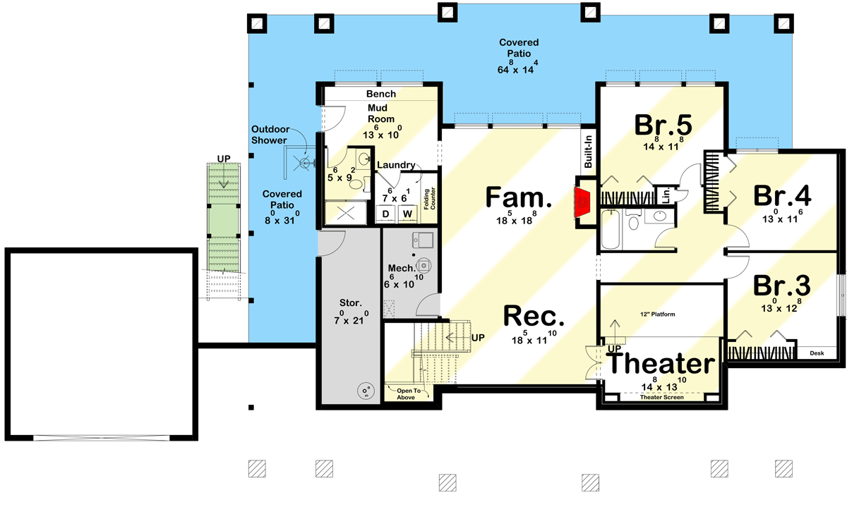 Plan 623249DJ: 2146 Square Foot 2-Bed Lake House Plan with Wraparound Deck and Vaulted Open Floor Plan - Floor Plan - Optional Lower Level Layout ($ Paid Option) - Country, Craftsman, Mountain, New American, Ranch