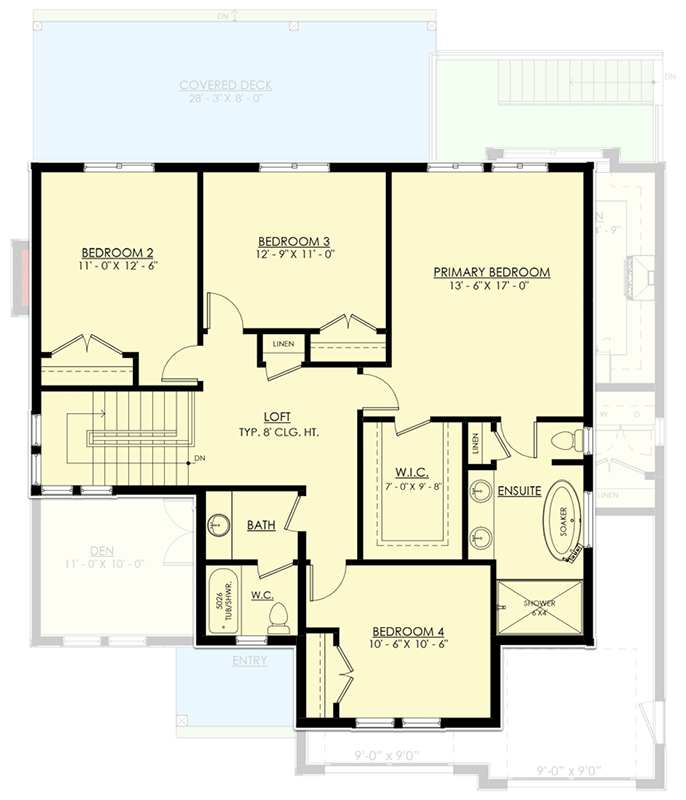 Plan 270080AF: New American House Plan with 4 Upstairs Bedrooms and Lower Level Expansion - Floor Plan - Image #9 - Craftsman, New American
