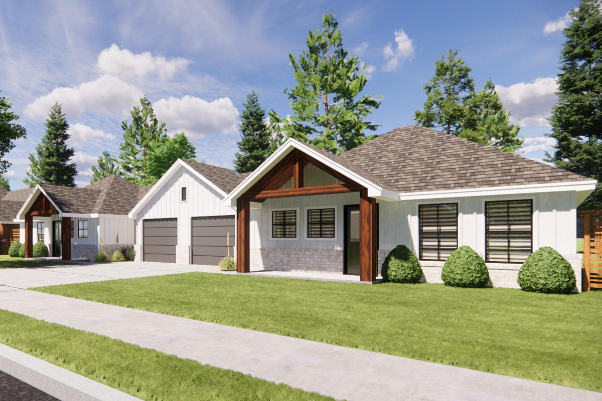 Plan 421524CHD: Duplex with 882 Square Foot 2 Bed 1 Bath Units