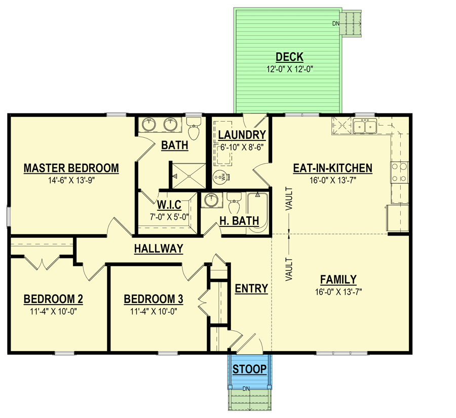 Expanded 3 Bed Traditional Split Bedroom Ranch House Plan - 83646CRW floor plan - Main Level