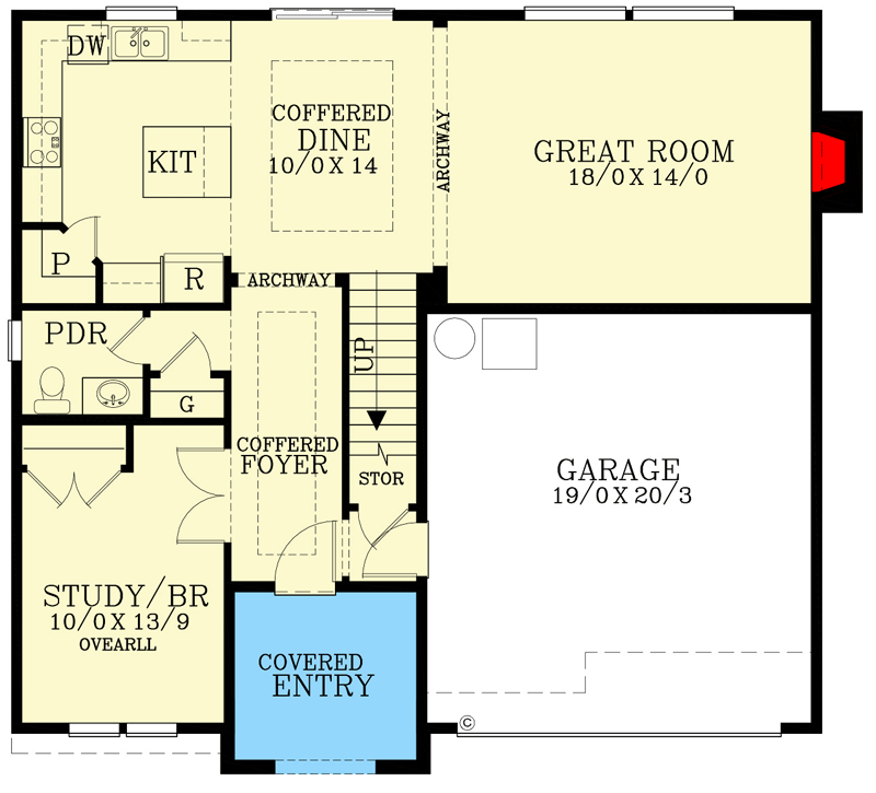 Plan 28096J: 2248 Square Foot Transitional House Plan with Flex and Bonus Rooms - Floor Plan - Main Level - European, New American, Transitional